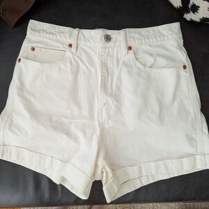 Gap high waist cuffed white denim shorts